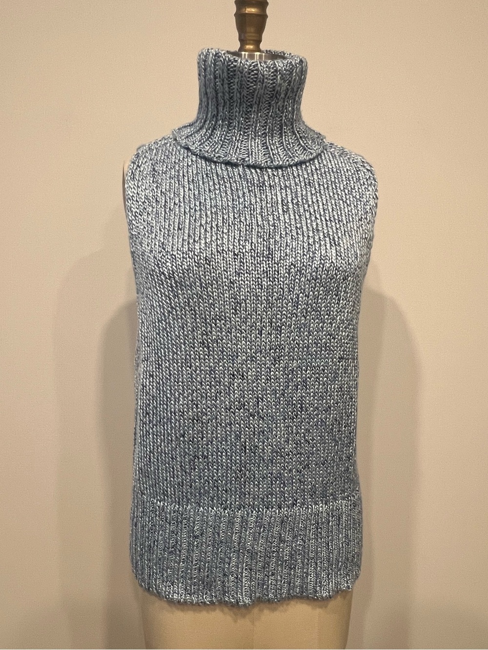New Original Burberry Light Blue Sleeveless Turtleneck Sweater